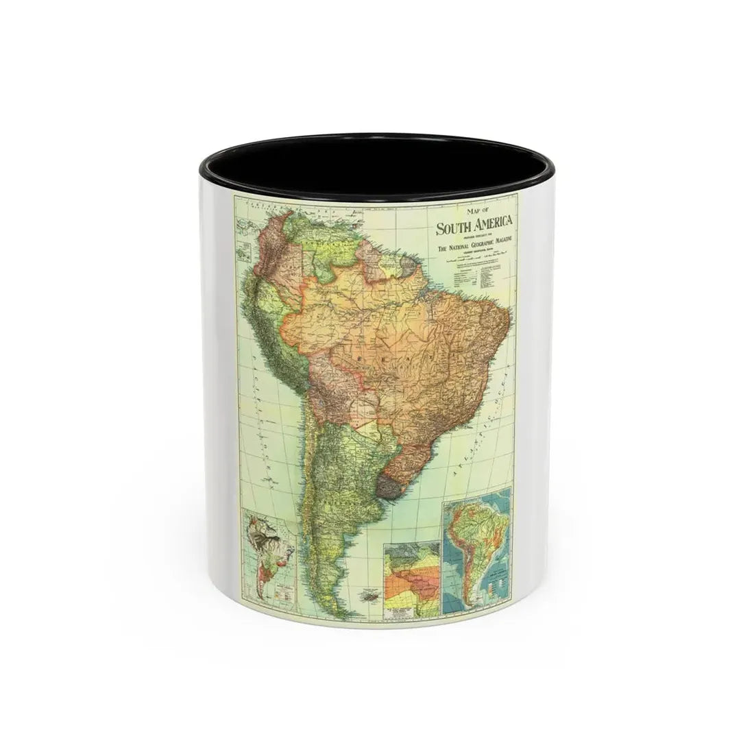South America (1921) (Map) Accent Coffee Mug 11oz Black - Go Mug Yourself