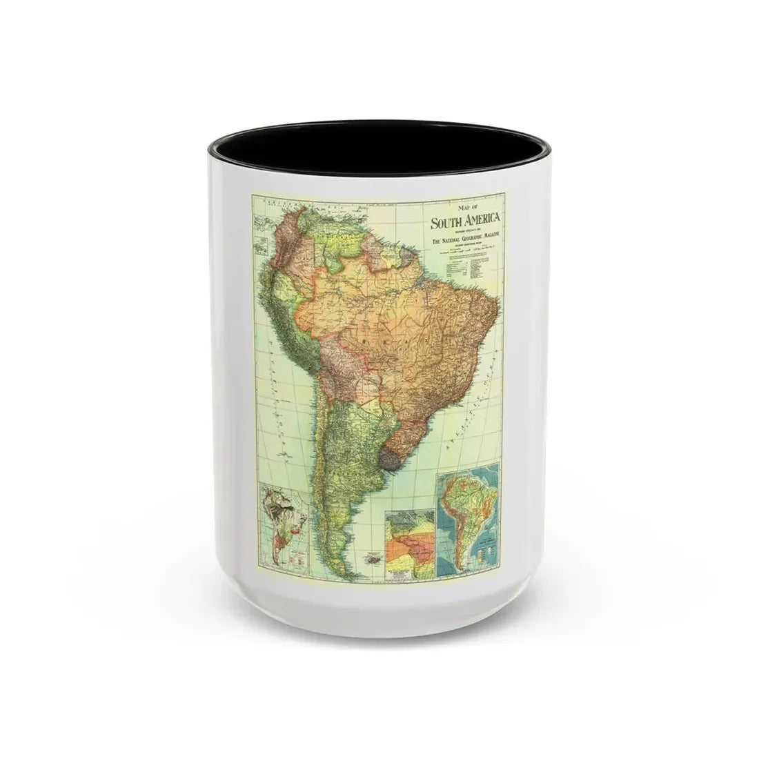 South America (1921) (Map) Accent Coffee Mug 15oz Black - Go Mug Yourself