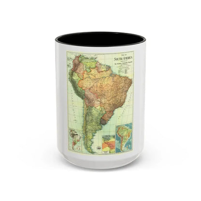 South America (1921) (Map) Accent Coffee Mug 15oz Black - Go Mug Yourself