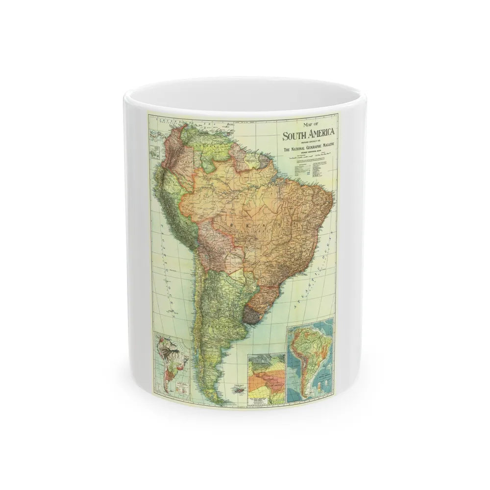 South America (1921) (Map) White Coffee Mug-11oz-Go Mug Yourself