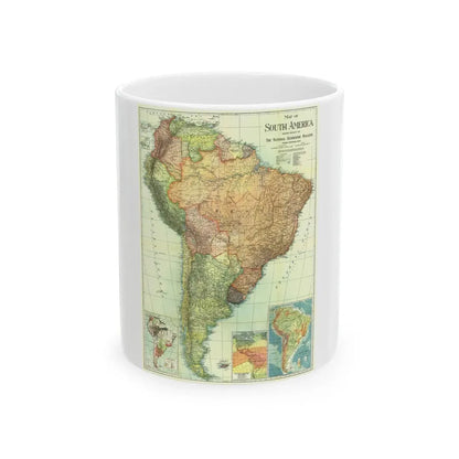 South America (1921) (Map) White Coffee Mug 11oz - Go Mug Yourself