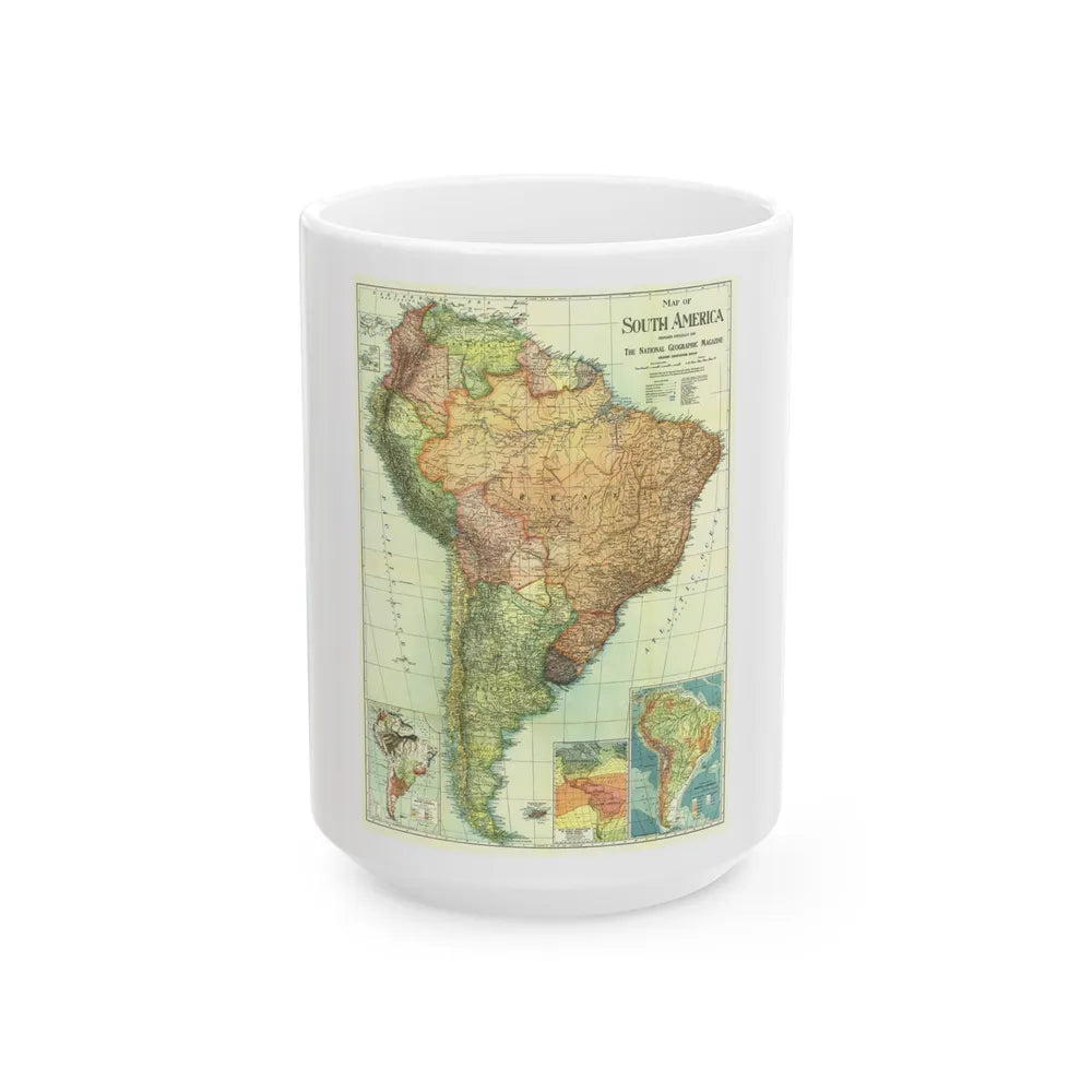 South America (1921) (Map) White Coffee Mug-15oz-Go Mug Yourself