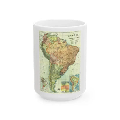 South America (1921) (Map) White Coffee Mug 15oz - Go Mug Yourself