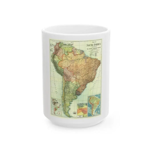 South America (1921) (Map) White Coffee Mug 15oz - Go Mug Yourself