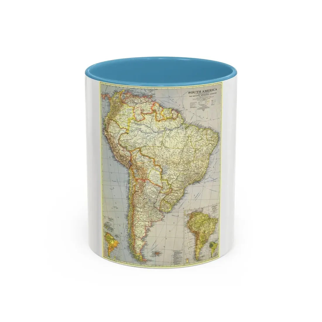 South America (1937) (Map) Accent Coffee Mug 11oz Light Blue - Go Mug Yourself