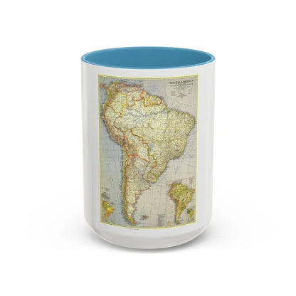 South America (1937) (Map) Accent Coffee Mug 15oz Light Blue - Go Mug Yourself
