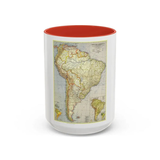 South America (1937) (Map) Accent Coffee Mug 15oz Red - Go Mug Yourself