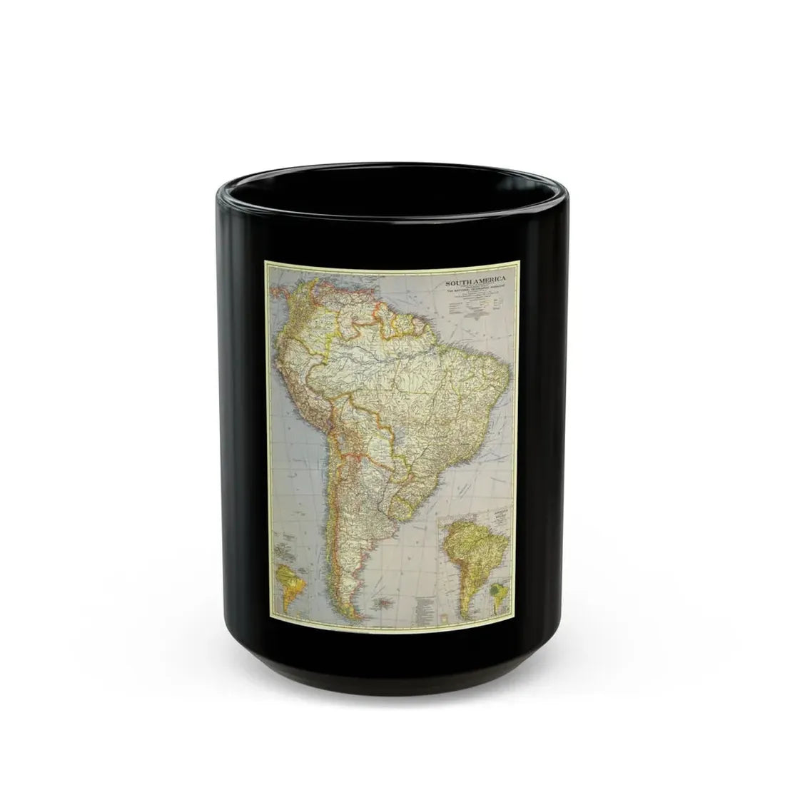 South America (1937) (Map) Black Coffee Mug 15oz - Go Mug Yourself