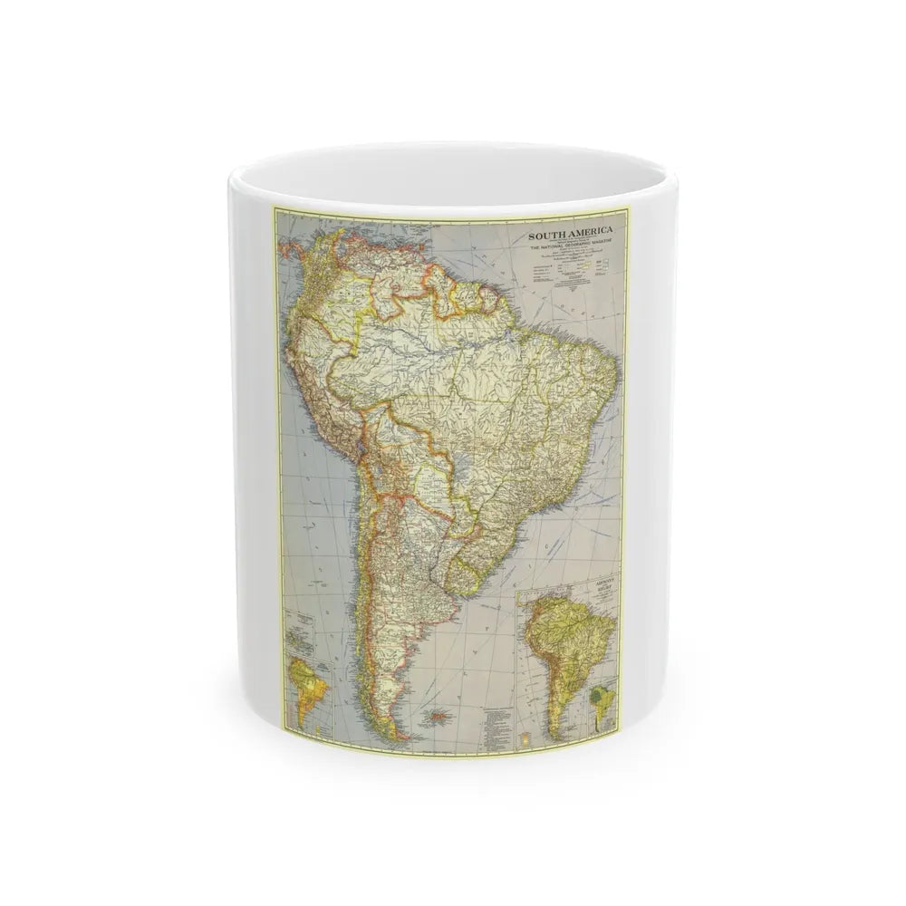 South America (1937) (Map) White Coffee Mug-11oz-Go Mug Yourself