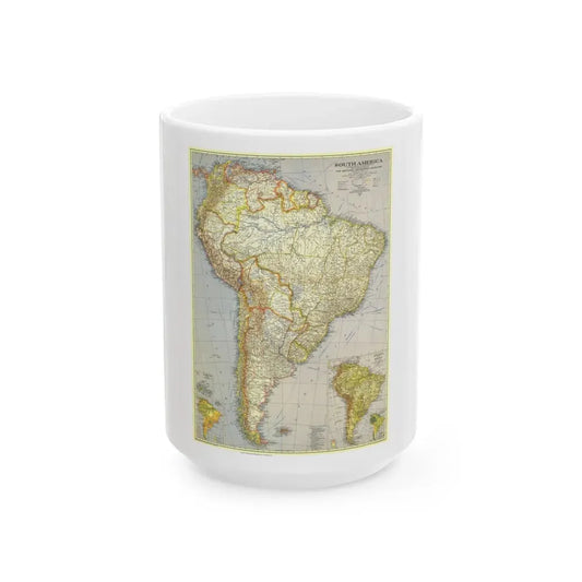 South America (1937) (Map) White Coffee Mug 15oz - Go Mug Yourself