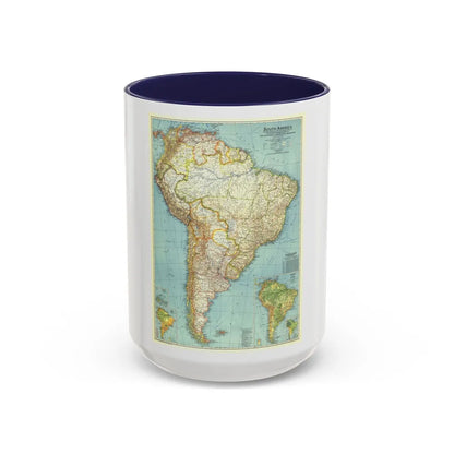South America (1942) (Map) Accent Coffee Mug-15oz-Navy-Go Mug Yourself