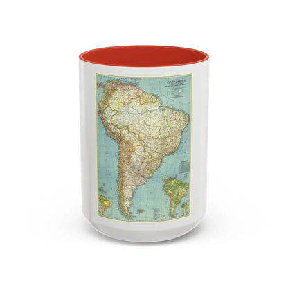 South America (1942) (Map) Accent Coffee Mug 15oz Red - Go Mug Yourself