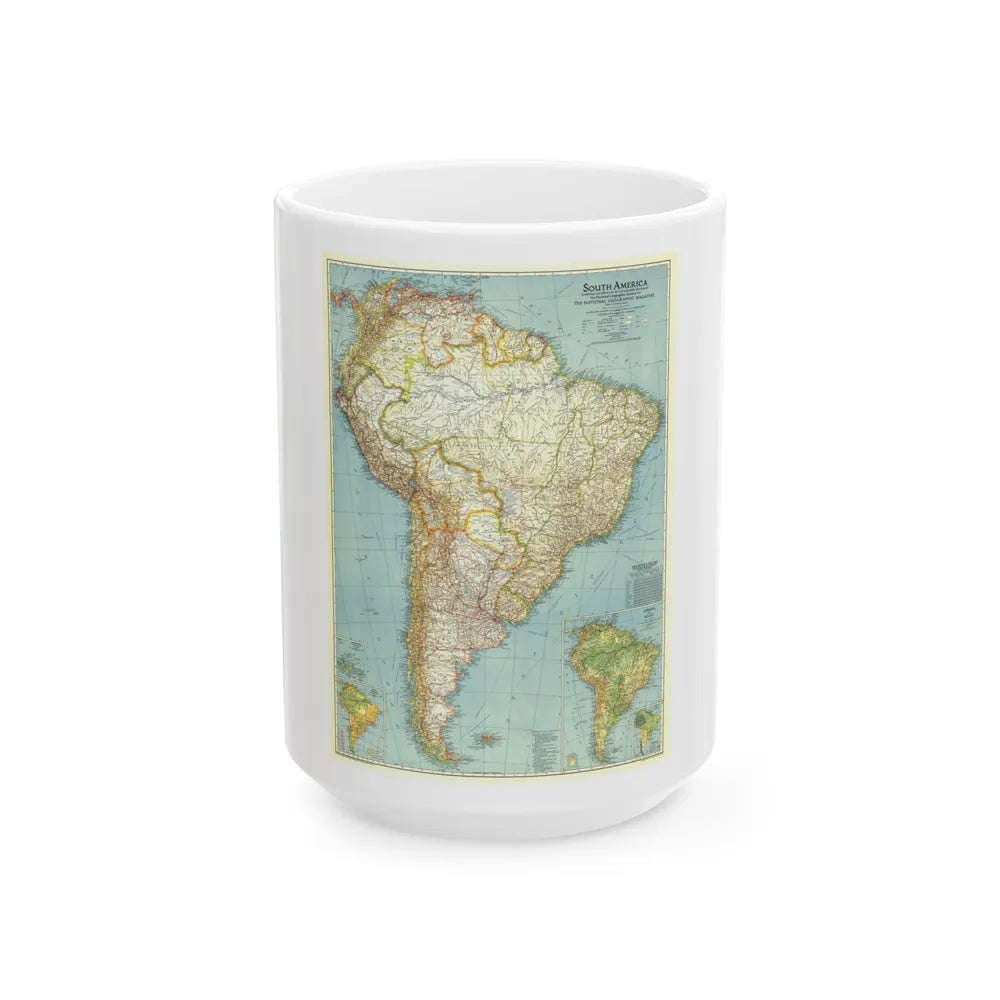 South America (1942) (Map) White Coffee Mug-15oz-Go Mug Yourself