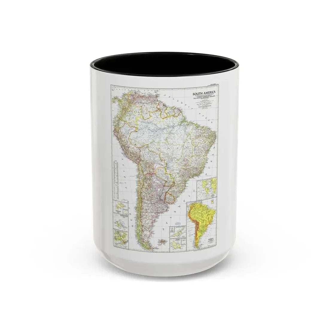 South America (1950) (Map) Accent Coffee Mug 15oz Black - Go Mug Yourself