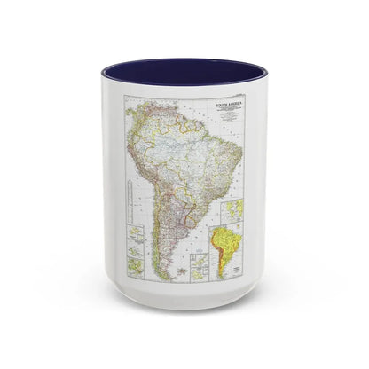 South America (1950) (Map) Accent Coffee Mug 15oz Navy - Go Mug Yourself