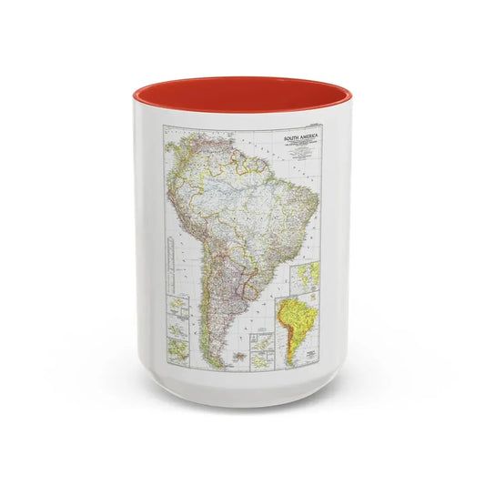 South America (1950) (Map) Accent Coffee Mug 15oz Red - Go Mug Yourself