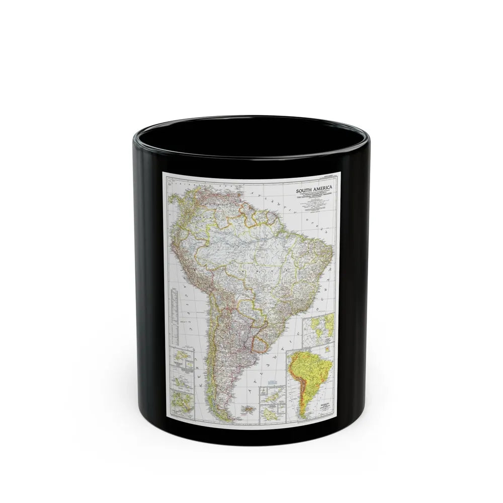 South America (1950) (Map) Black Coffee Mug-11oz-Go Mug Yourself