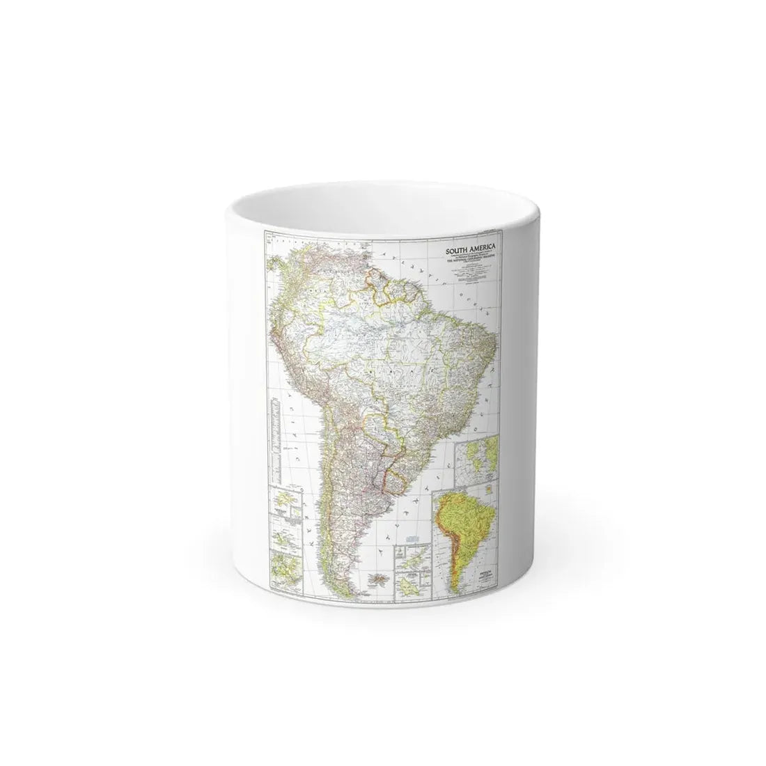 South America (1950) (Map) Color Changing Mug 11oz Default Title 11oz - Go Mug Yourself