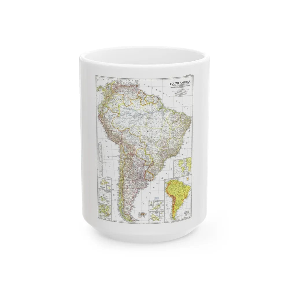 South America (1950) (Map) White Coffee Mug-15oz-Go Mug Yourself