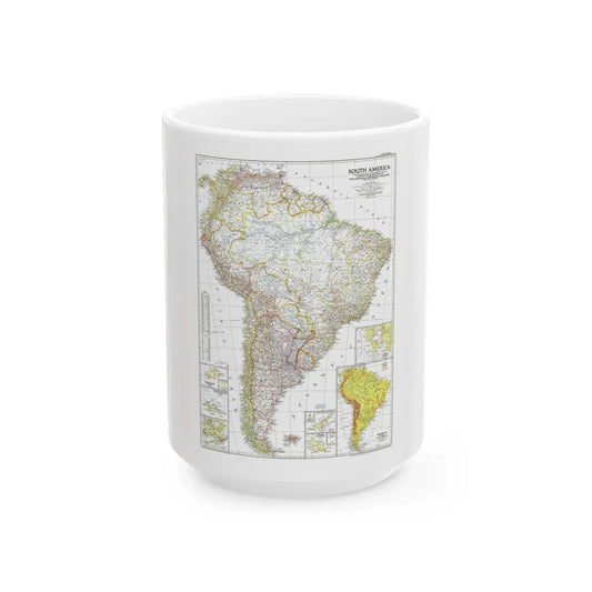 South America (1950) (Map) White Coffee Mug-15oz-Go Mug Yourself