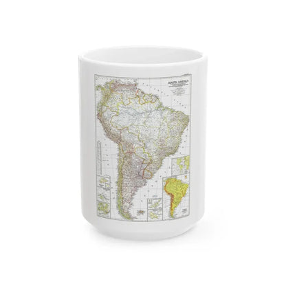South America (1950) (Map) White Coffee Mug 15oz - Go Mug Yourself
