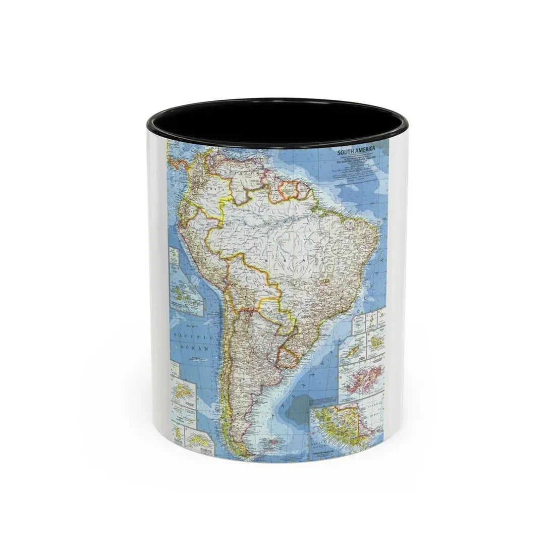 South America (1960) (Map) Accent Coffee Mug 11oz Black - Go Mug Yourself