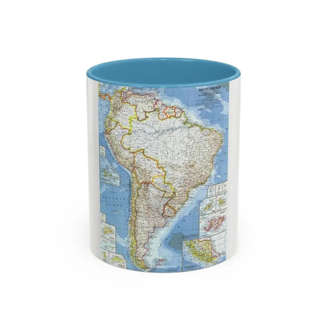 South America (1960) (Map) Accent Coffee Mug 11oz Light Blue - Go Mug Yourself