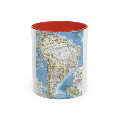 South America (1960) (Map) Accent Coffee Mug 11oz Red - Go Mug Yourself