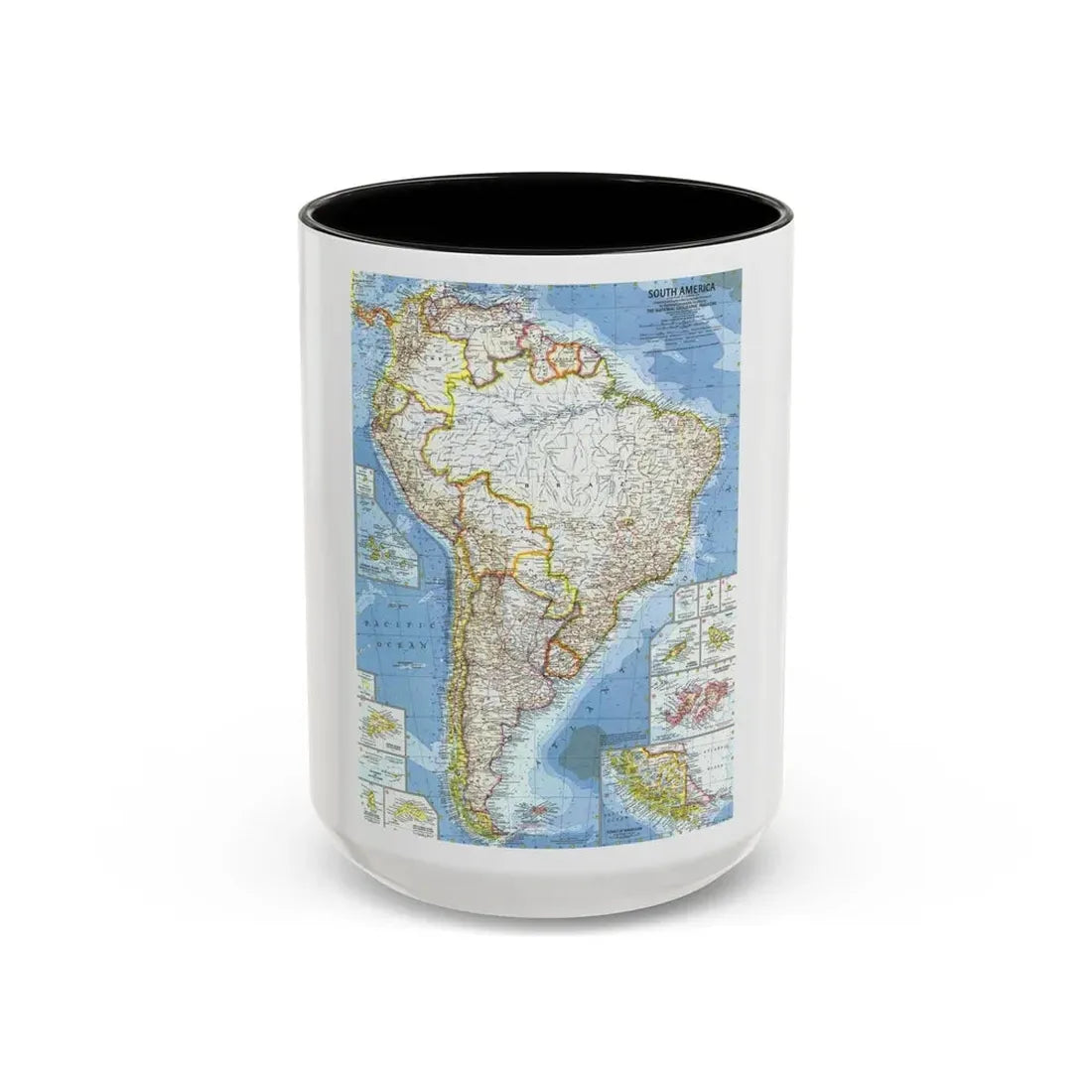 South America (1960) (Map) Accent Coffee Mug 15oz Black - Go Mug Yourself