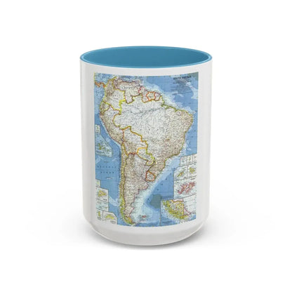 South America (1960) (Map) Accent Coffee Mug 15oz Light Blue - Go Mug Yourself