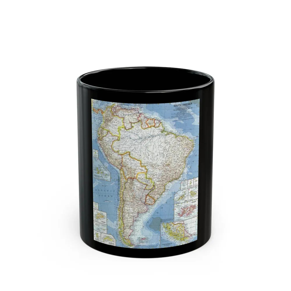 South America (1960) (Map) Black Coffee Mug-11oz-Go Mug Yourself