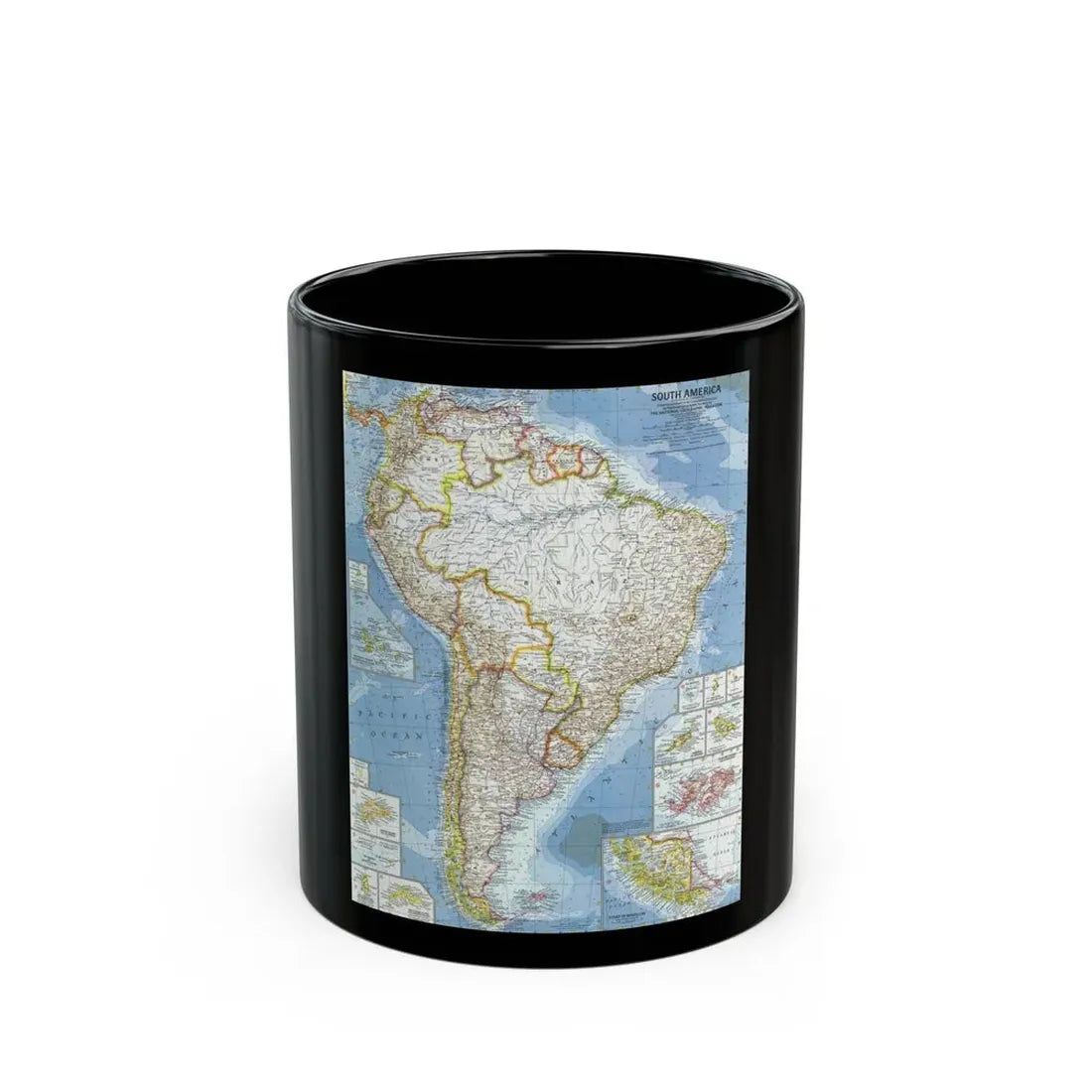 South America (1960) (Map) Black Coffee Mug 11oz - Go Mug Yourself