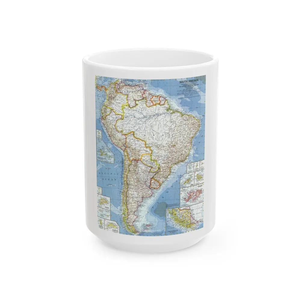 South America (1960) (Map) White Coffee Mug-15oz-Go Mug Yourself