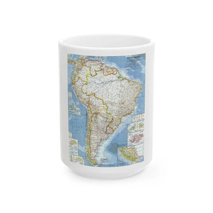 South America (1960) (Map) White Coffee Mug 15oz - Go Mug Yourself