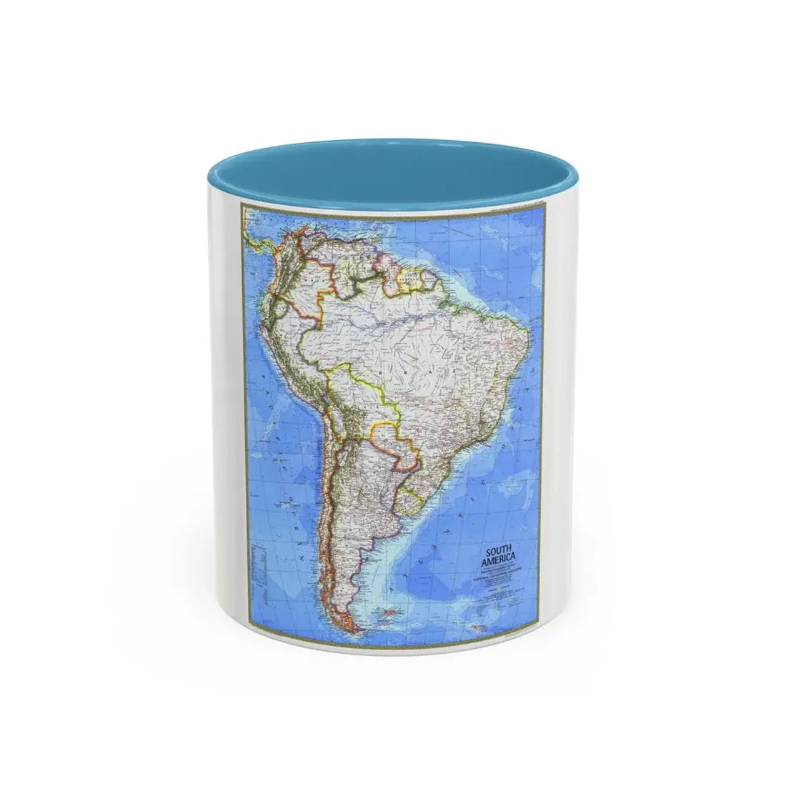 South America (1972) (Map) Accent Coffee Mug 11oz Light Blue - Go Mug Yourself