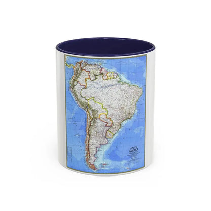 South America (1972) (Map) Accent Coffee Mug 11oz Navy - Go Mug Yourself