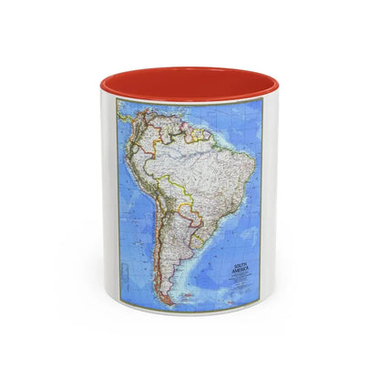 South America (1972) (Map) Accent Coffee Mug 11oz Red - Go Mug Yourself