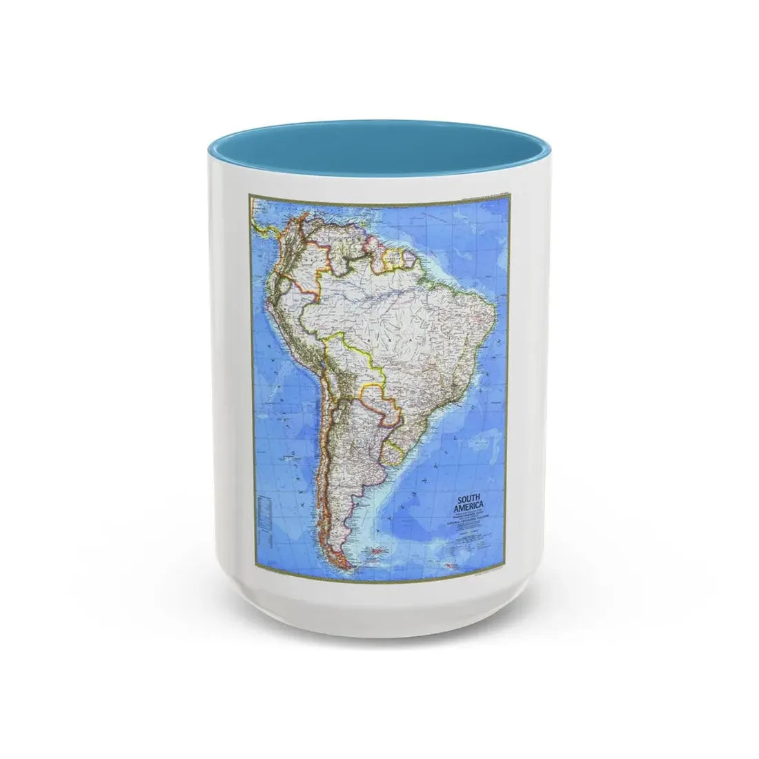 South America (1972) (Map) Accent Coffee Mug 15oz Light Blue - Go Mug Yourself
