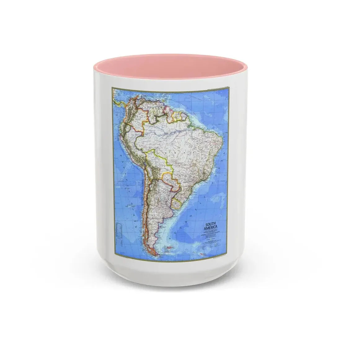 South America (1972) (Map) Accent Coffee Mug 15oz Pink - Go Mug Yourself