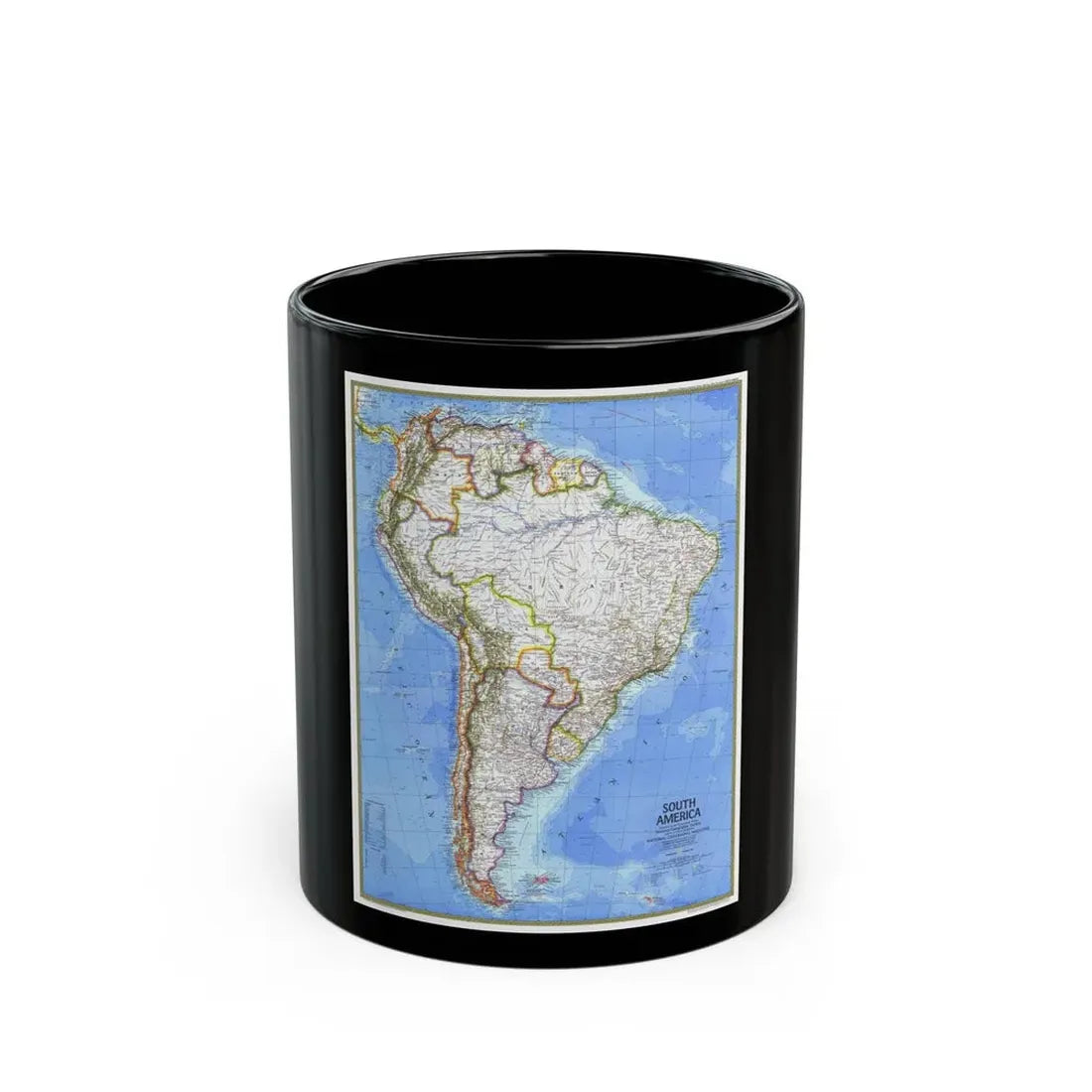 South America (1972) (Map) Black Coffee Mug 11oz - Go Mug Yourself