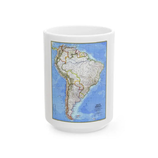 South America (1972) (Map) White Coffee Mug 15oz - Go Mug Yourself
