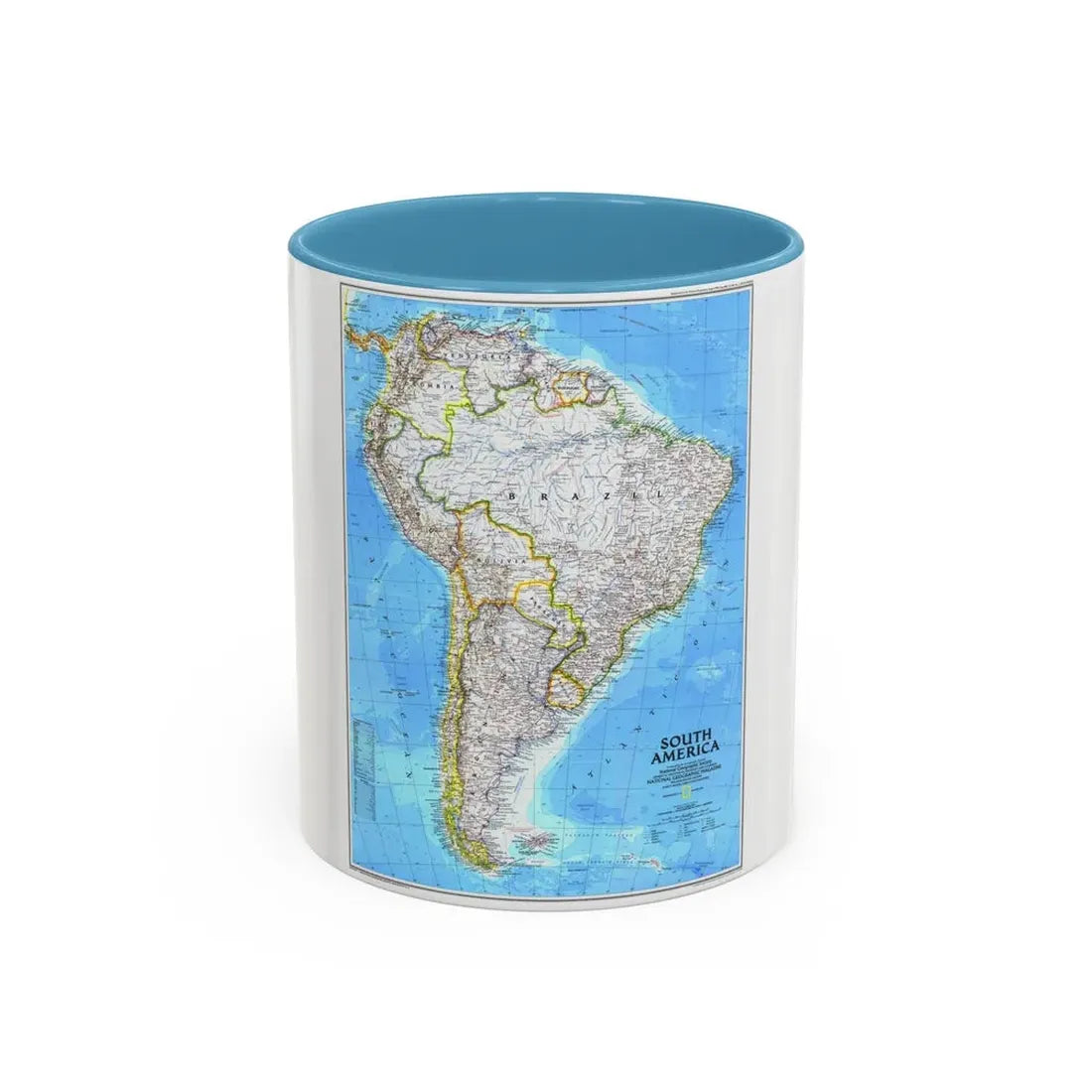 South America (1992) (Map) Accent Coffee Mug 11oz Light Blue - Go Mug Yourself