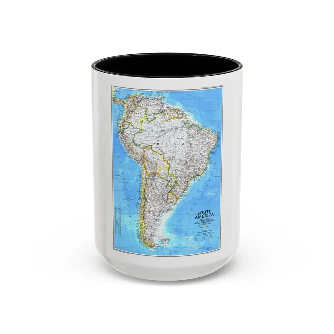 South America (1992) (Map) Accent Coffee Mug 15oz Black - Go Mug Yourself