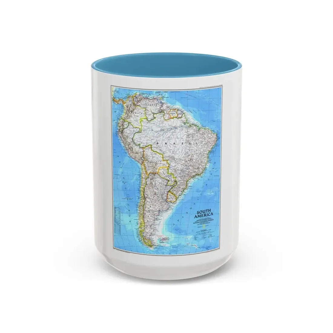South America (1992) (Map) Accent Coffee Mug 15oz Light Blue - Go Mug Yourself