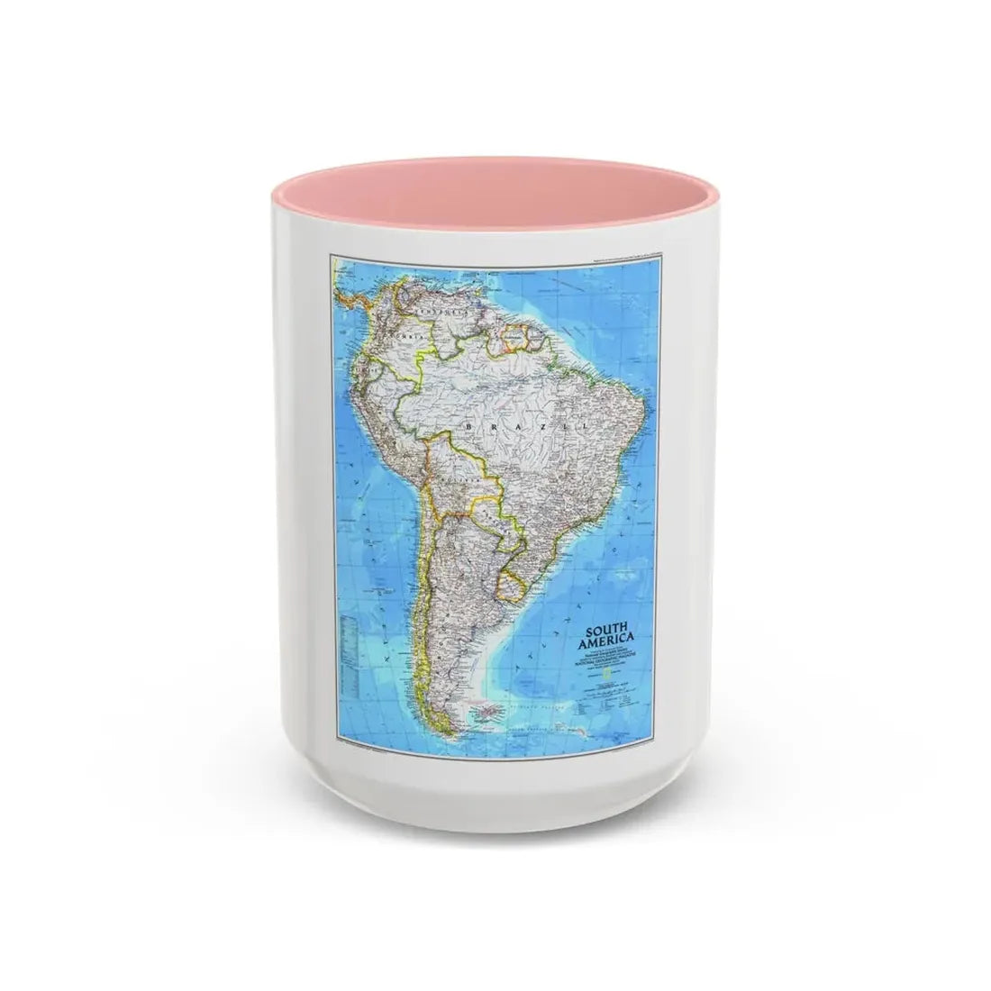 South America (1992) (Map) Accent Coffee Mug 15oz Pink - Go Mug Yourself