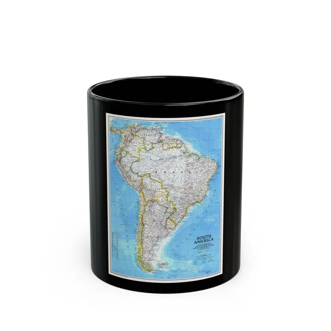 South America (1992) (Map) Black Coffee Mug 11oz - Go Mug Yourself