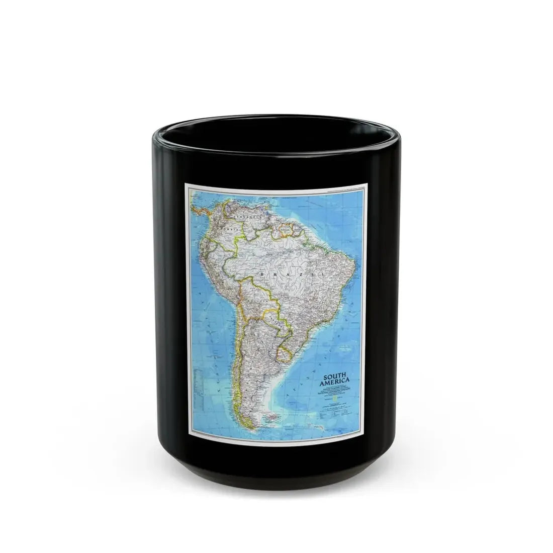 South America (1992) (Map) Black Coffee Mug 15oz - Go Mug Yourself