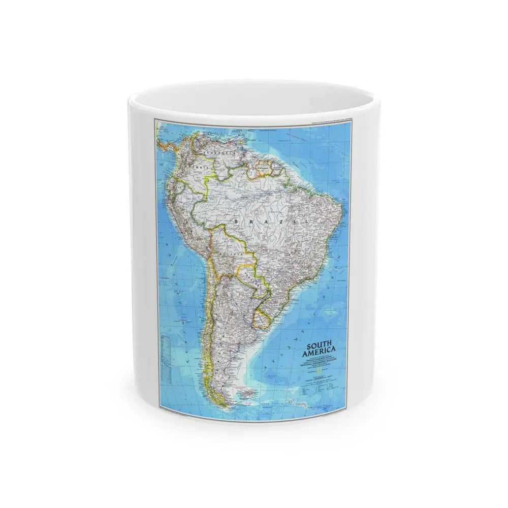 South America (1992) (Map) White Coffee Mug-11oz-Go Mug Yourself