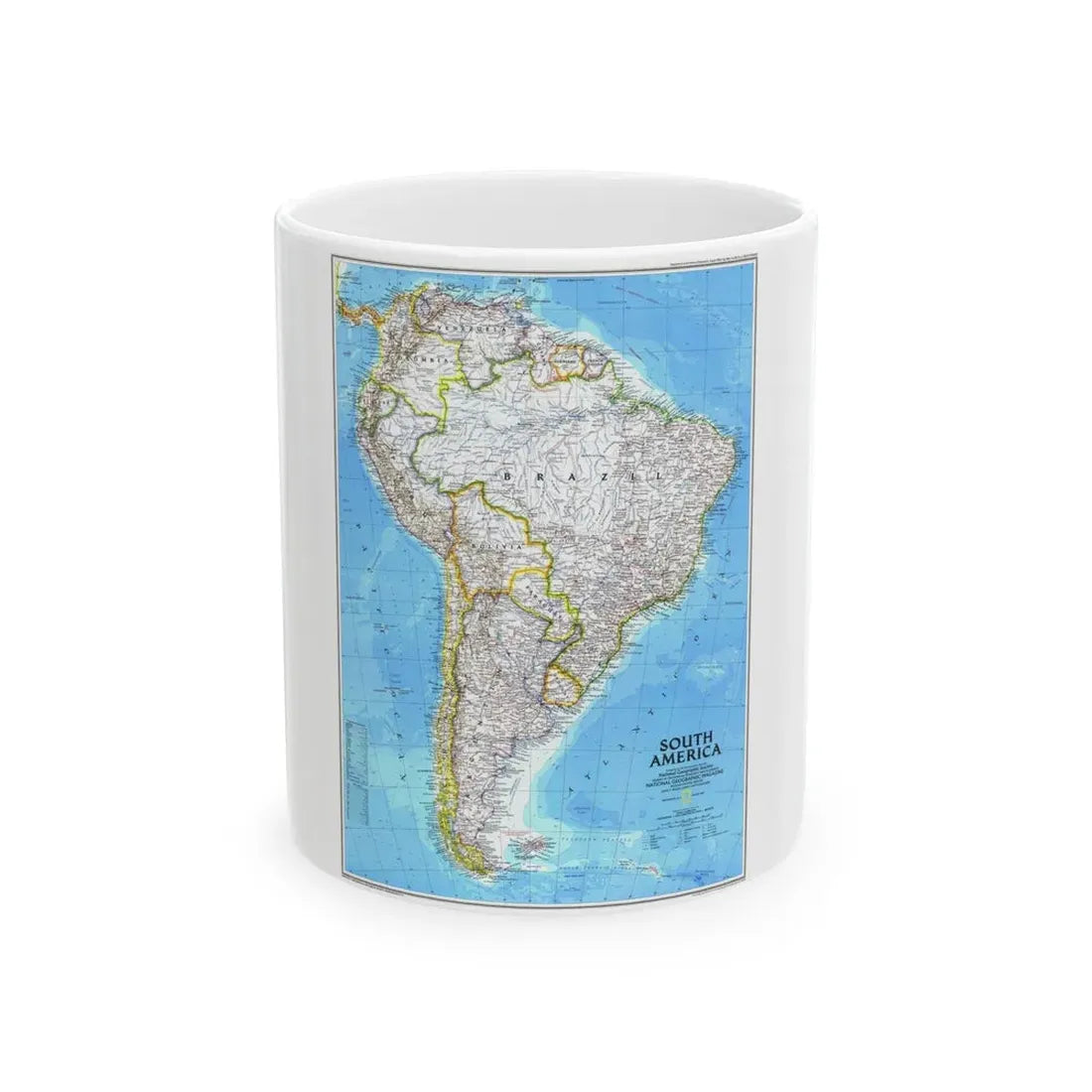 South America (1992) (Map) White Coffee Mug 11oz - Go Mug Yourself