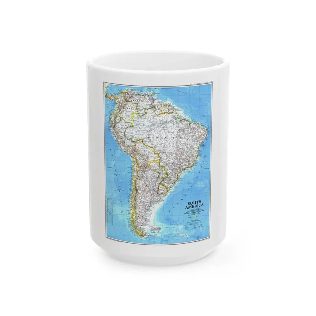 South America (1992) (Map) White Coffee Mug 15oz - Go Mug Yourself